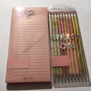 Ban.do Take Care magnetic notepad Write On pencil set NEW